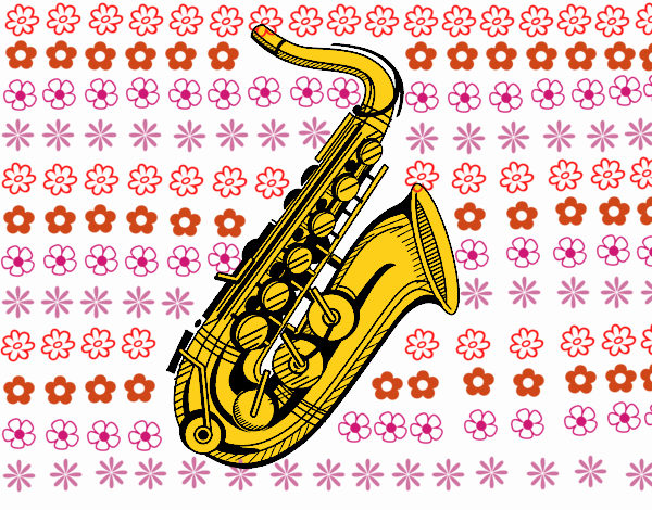 Desenho Um saxofone pintado por Jujuli
