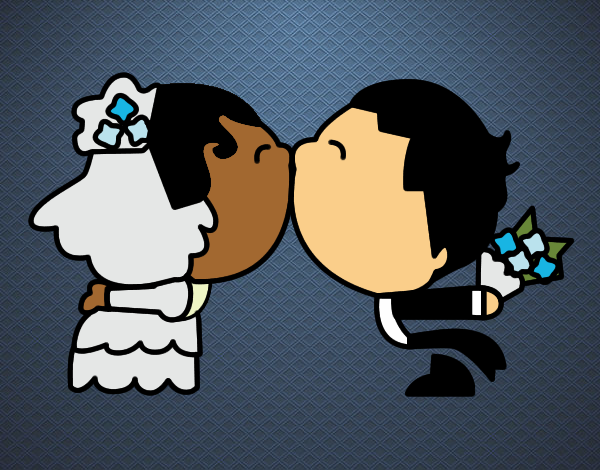 Desenho Beijo da recém casado pintado por giiih