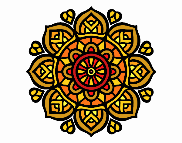 Desenho Mandala para a concentração mental pintado por Jujuli