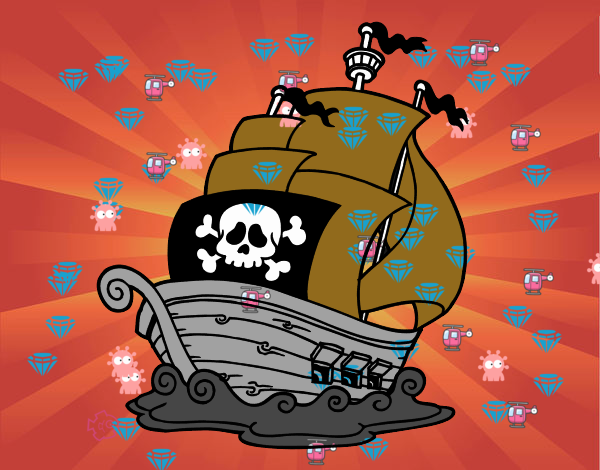 Desenho Navio de piratas pintado por emillyh