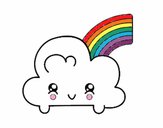 Nuvem com arco-íris de Kawaii