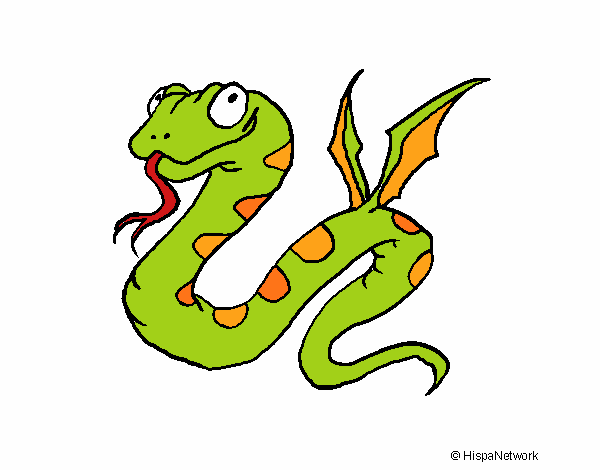 Desenho Serpente com asas pintado por LadyMcm