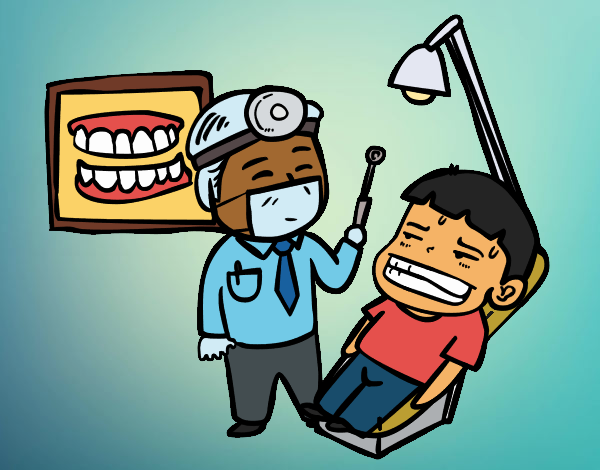 Desenho Dentista com paciente pintado por Craudia