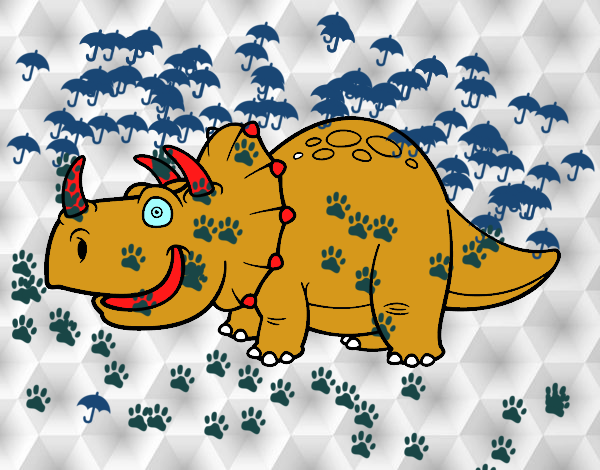 Desenho Dinossauro Tricerátopo pintado por Emy2018