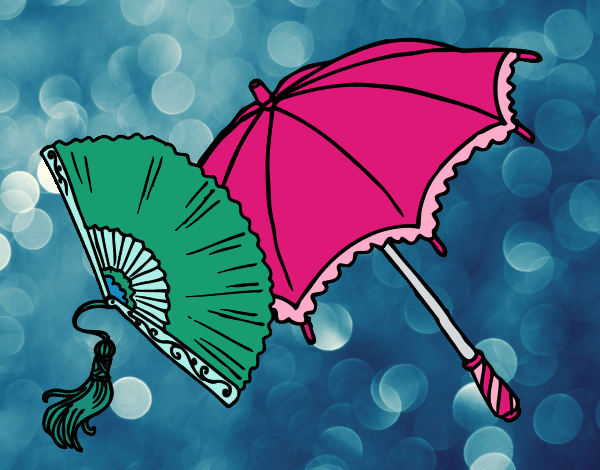 Desenho Leque e guarda-chuva pintado por Craudia