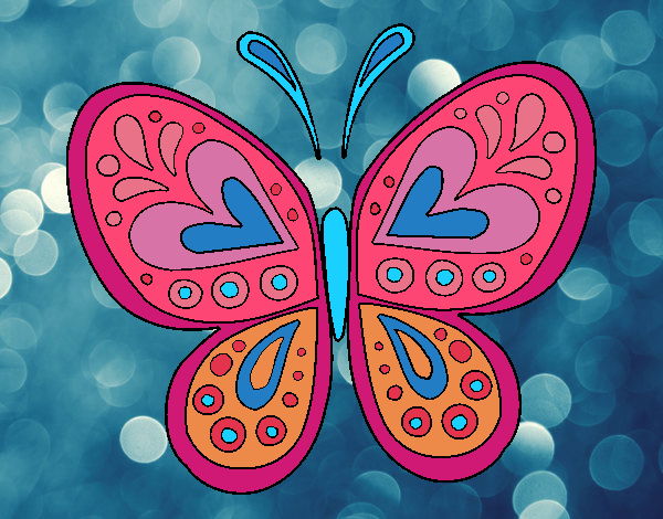 Desenho Mandala borboleta pintado por caifas