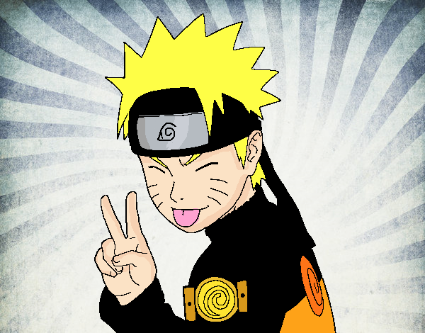 Desenho Naruto puxando para fora a língua pintado por giovanna19