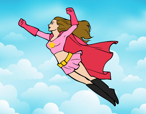 Desenho Super girl voador pintado por soraya lim