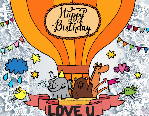 Desenho Cartão de feliz aniversário pintado por Natani