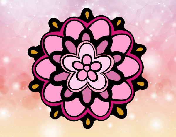 Desenho Mandala com uma flor pintado por anamariac