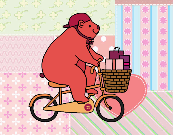 Desenho Urso ciclista pintado por Natani