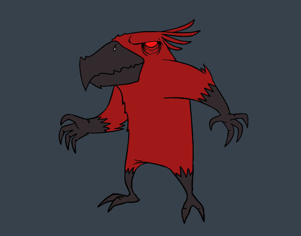 Desenho Pássaro monstro maligno pintado por soni