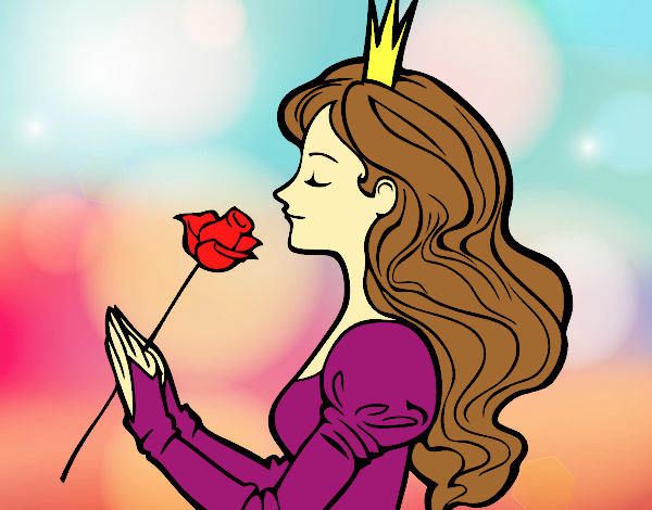 Desenho Princesa e rosa pintado por Anaah 