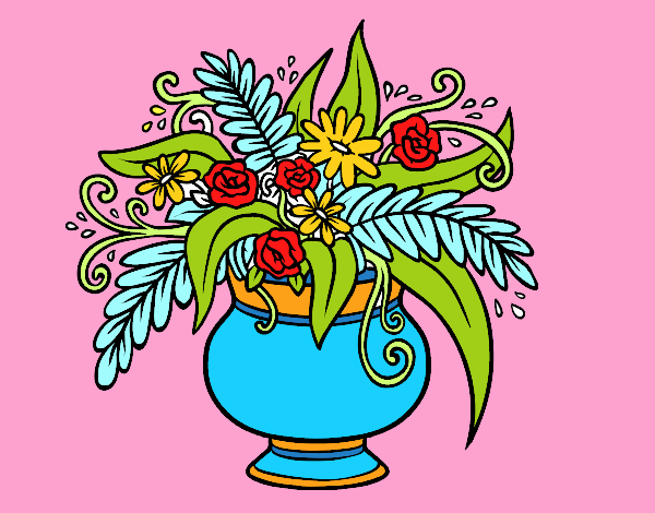 Desenho Um vaso com flores pintado por mteresa