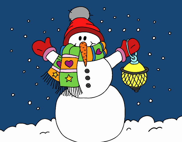 Desenho A neve do Natal do boneco de neve pintado por manusetta