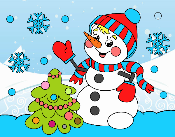 Desenho Boneco de neve do cartão de Natal pintado por BIELLA