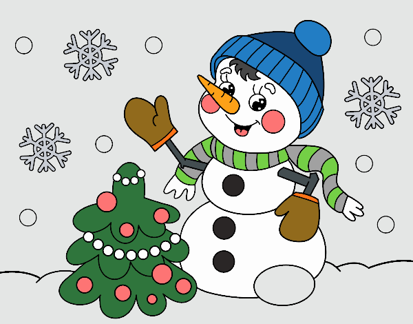 Desenho Boneco de neve do cartão de Natal pintado por brunah