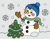 Desenho Boneco de neve do cartão de Natal pintado por brunah