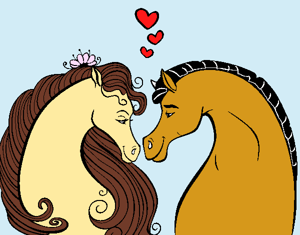 Desenho Cavalos apaixonados pintado por Sheron