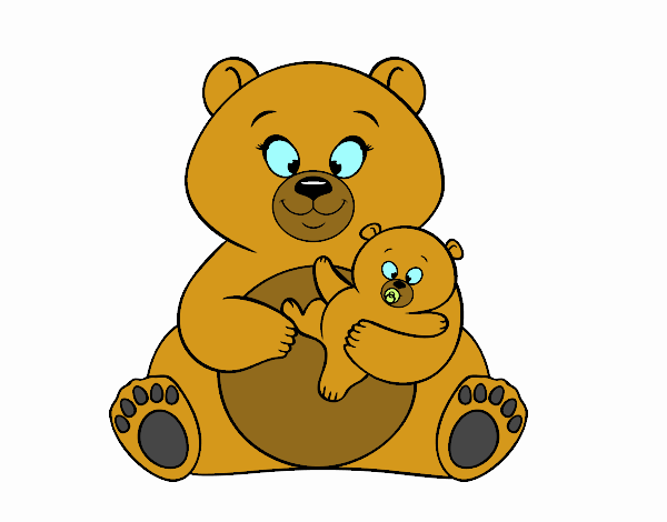Desenho Mãe ursa ursinho pintado por BIELLA