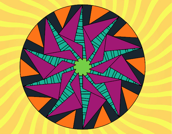 Desenho Mandala sol triangular pintado por nicknice