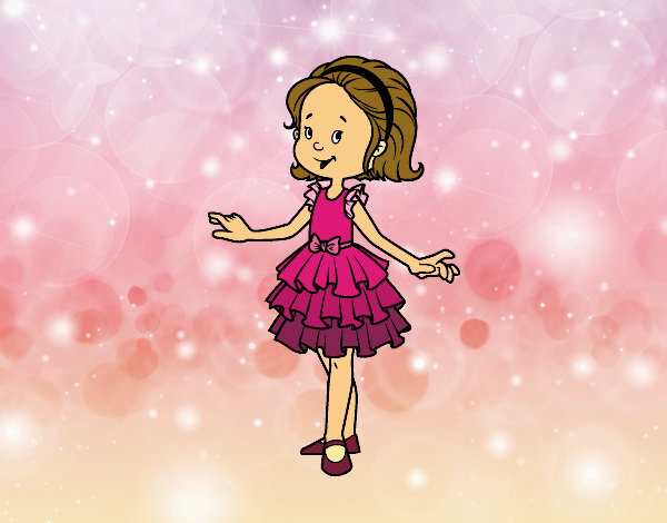 Desenho Menina com vestido de baile pintado por Silju
