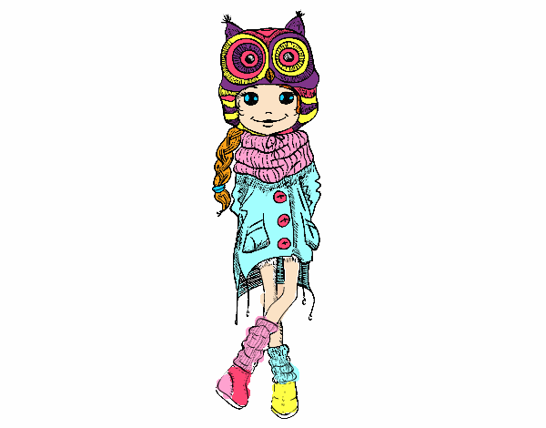 Desenho Menina de moda de inverno pintado por zoi12