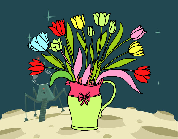 Desenho Jarro de tulipa pintado por mteresa