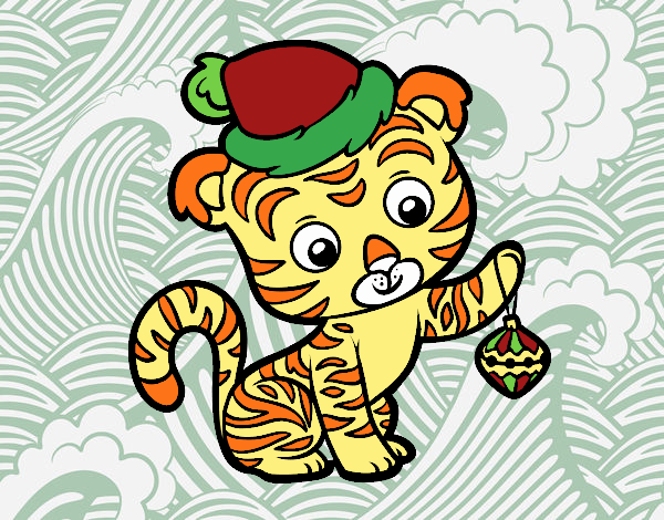 Desenho Tigre de Natal pintado por Ritagomes1