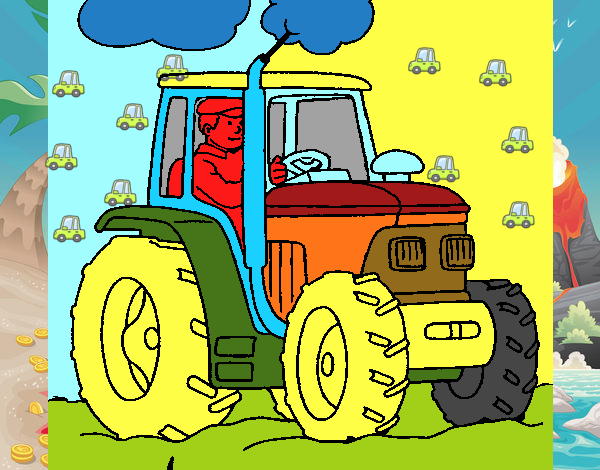 Desenho de Tractor em funcionamento pintado e colorido por Usuário não  registrado o dia 29 de Junho do 2010