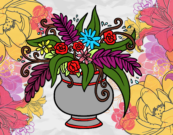 Desenho Um vaso com flores pintado por Sheron