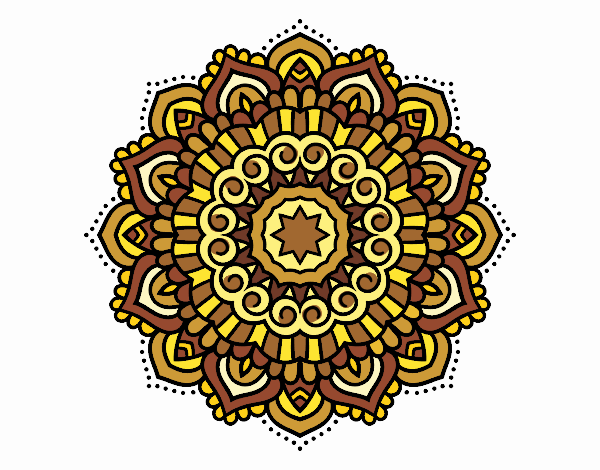 Desenho Mandala estrela decorada pintado por Craudia