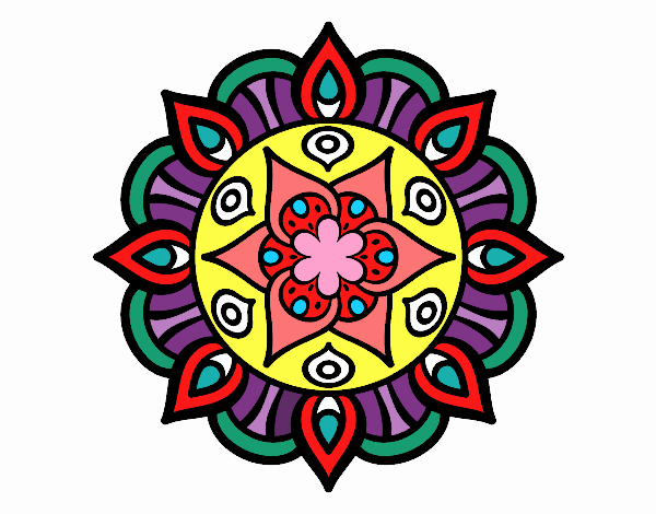 Desenho Mandala vida vegetal pintado por vinapro