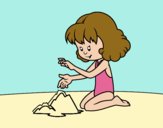 Desenho Menina que faz um castelo na areia pintado por TikkiGamer