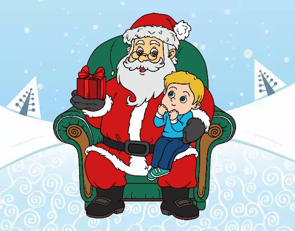 Desenho Papai Noel e da criança do Natal pintado por Keithy 