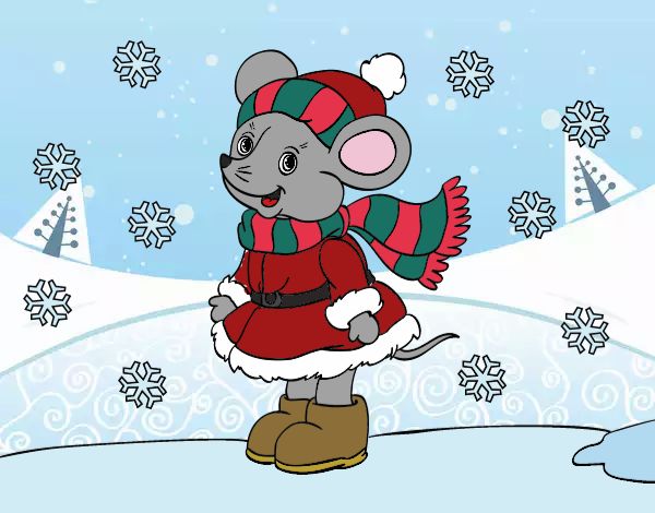 Desenho Ratita abrigada de Natal pintado por Keithy 