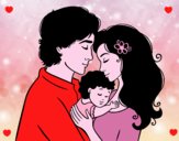 Desenho Família abraço pintado por pikabr