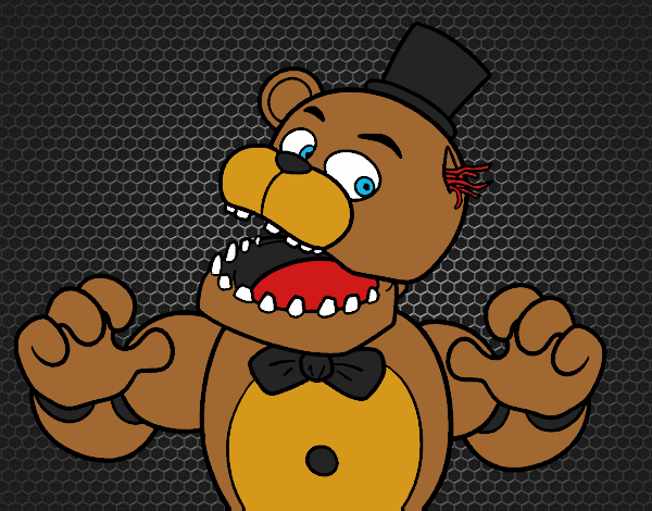 Desenho de Cara de Freddy de Five Nights at Freddy's pintado e