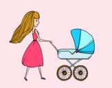Desenho  Mãe com carrinho de criança pintado por TikkiGamer