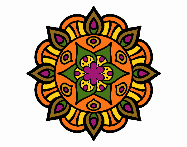 Desenho Mandala vida vegetal pintado por kallissa
