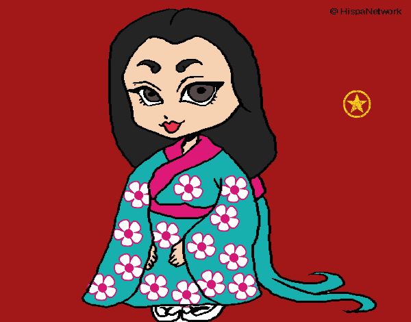 Desenho Princesa com kimono pintado por Keithy 
