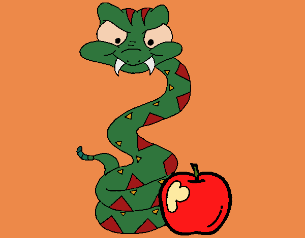 Desenho de Serpente e maçã pintado e colorido por Usuário não registrado o  dia 01 de Agosto do 2010