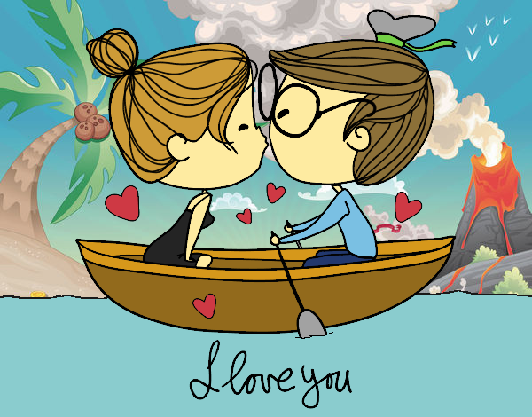 Desenho Beijo em um barco pintado por Keithy 