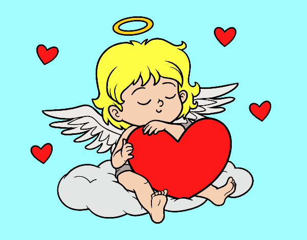 Desenho Cupido com coração pintado por alinepyros