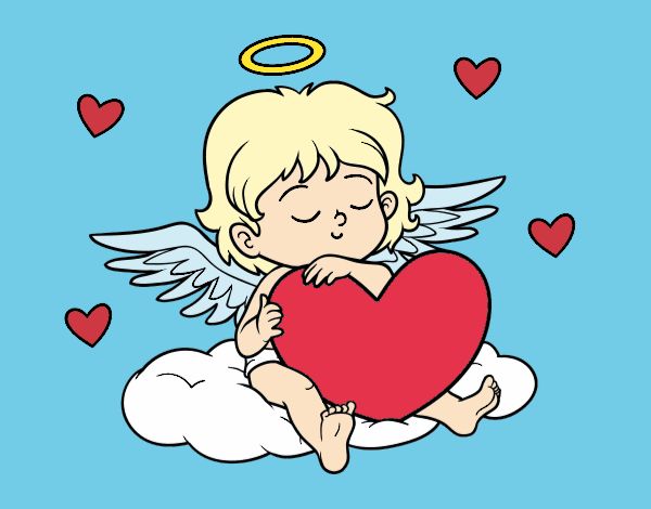 Desenho Cupido com coração pintado por Keithy 