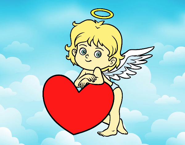 Desenho Cupido e um coração pintado por Keithy 