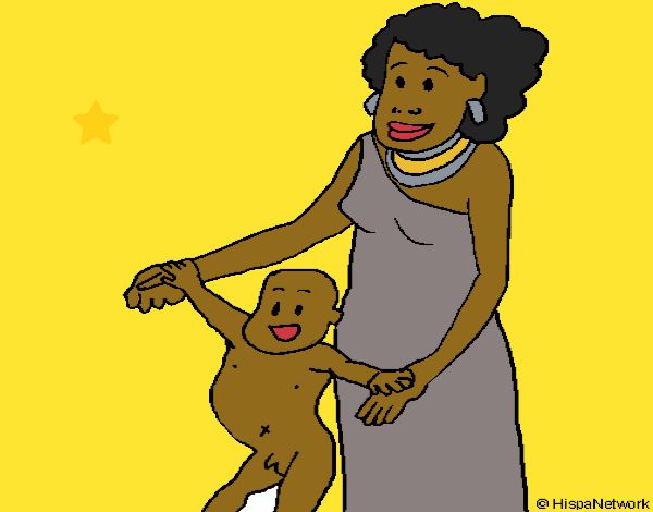 Desenho Mãe e filho da Guiné pintado por Keithy 