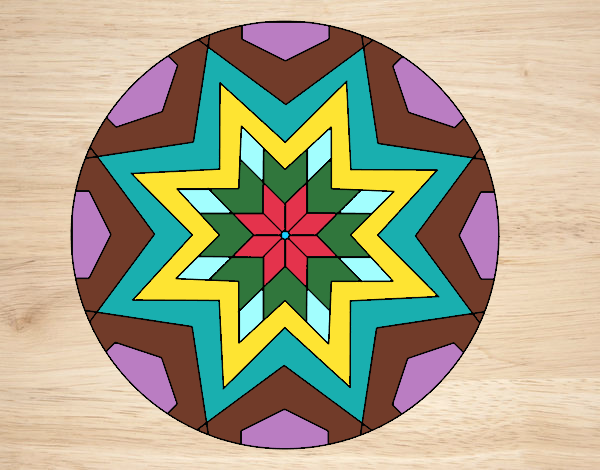 Desenho Mandala mosaico estrela pintado por JujuKB