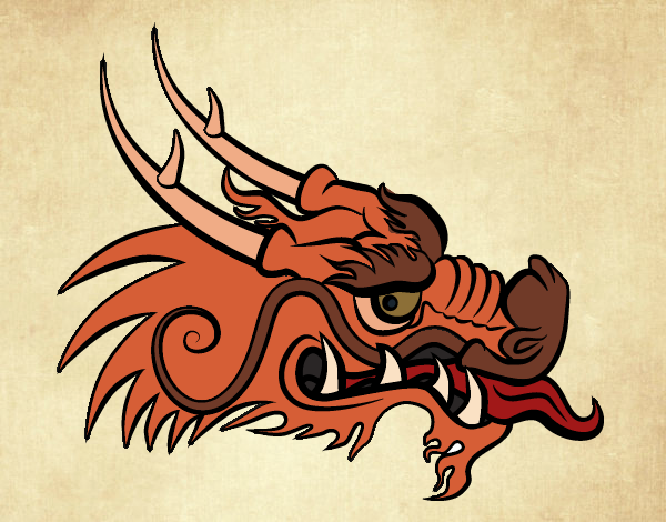 Desenho Cabeça de dragão vermelha pintado por Craudia