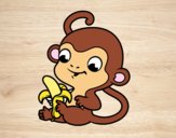 Desenho Macaco com banana pintado por     Bela12